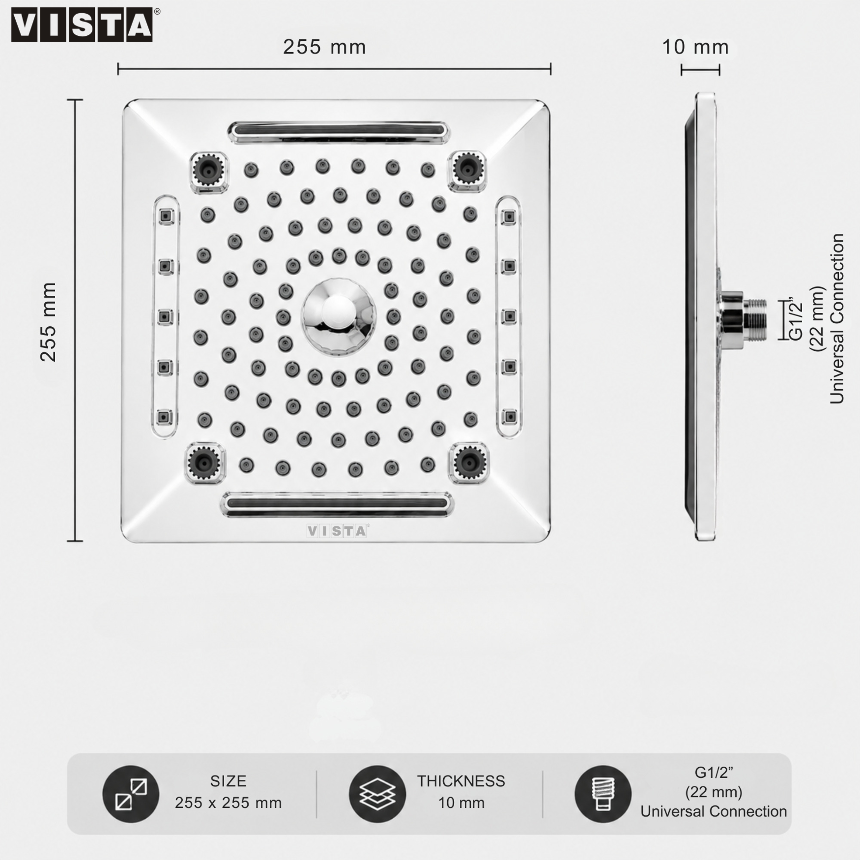 Aviator 10x10 Inches Overhead Shower - Image 2