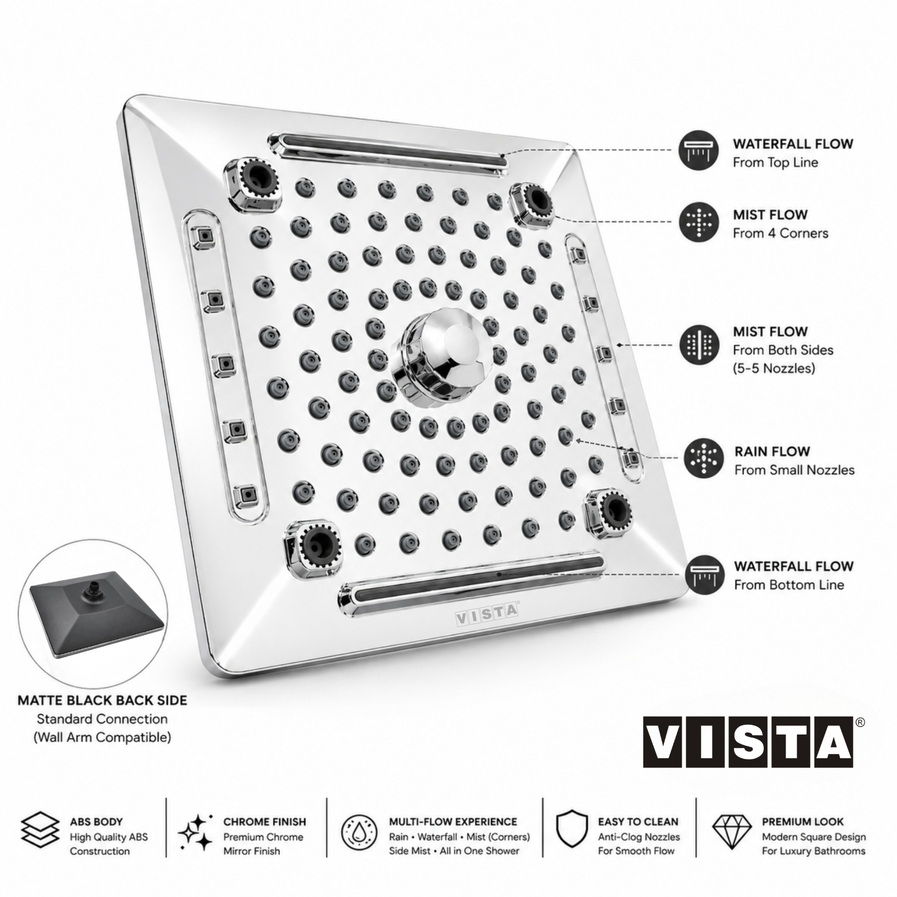 Aviator 10x10 Inches Overhead Shower - Image 3